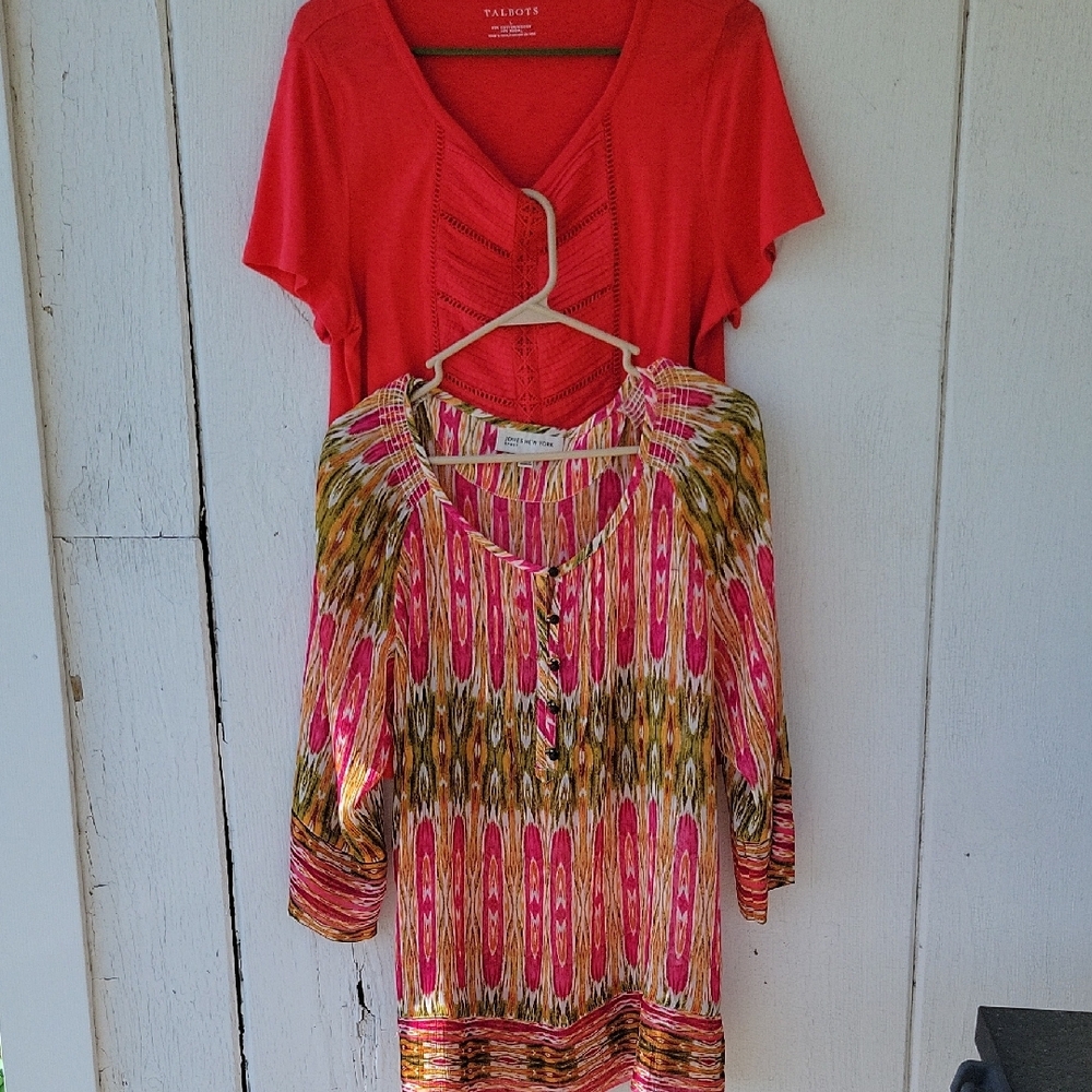 2 Top Bundle Size LargeTalbots Red Knit Top And Jones New York Boho